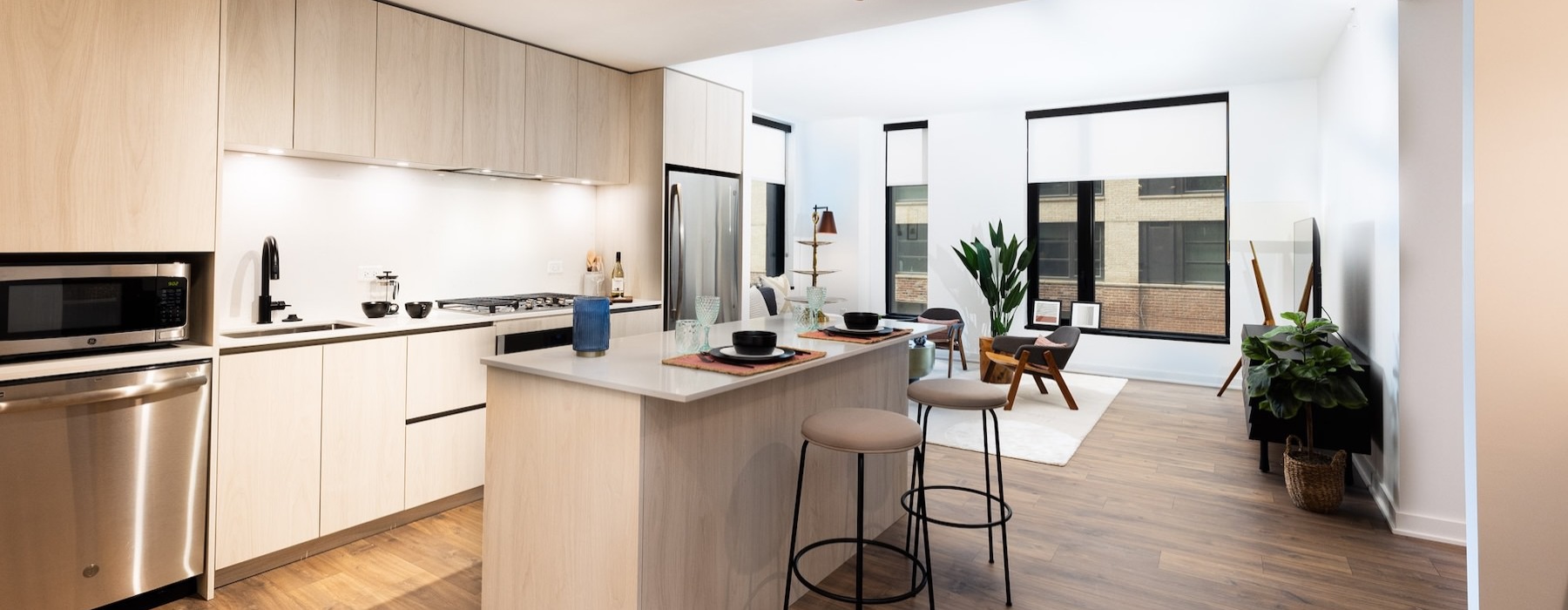 a kitchen with a white cabinets