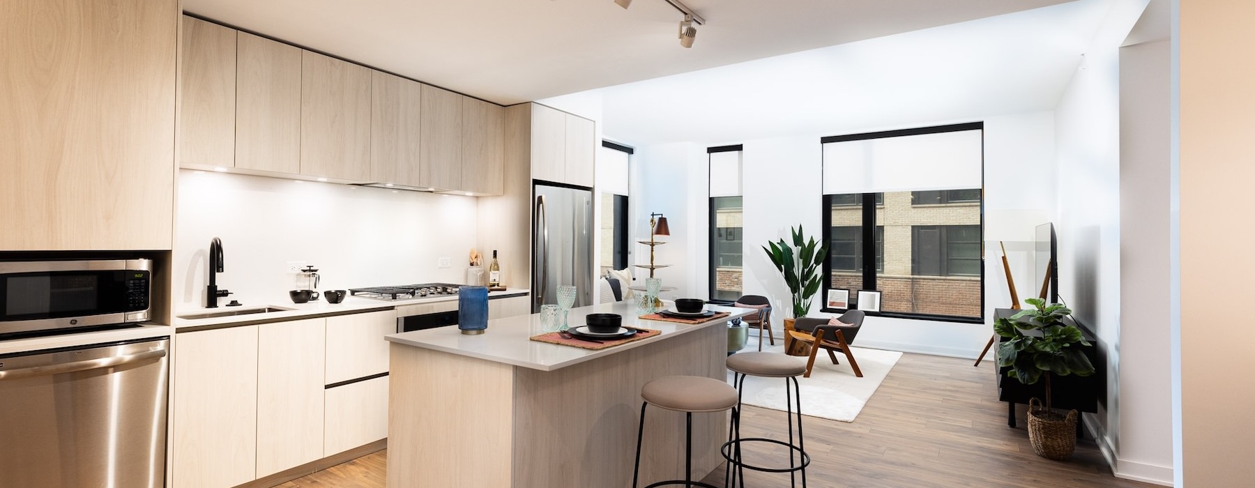 a kitchen with a white cabinets